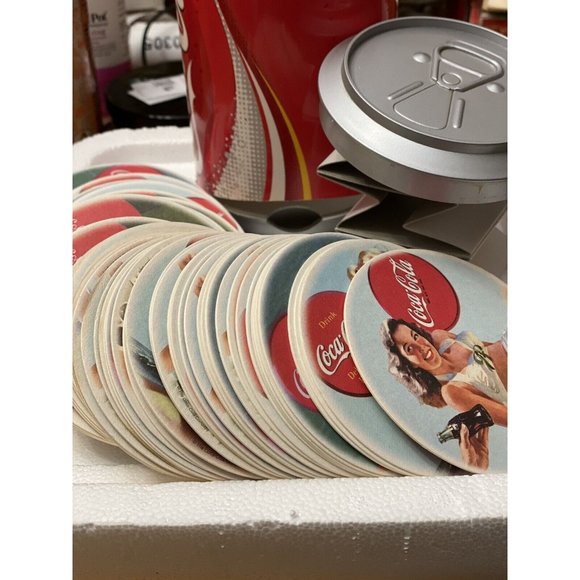 Coca Cola replica can Coke coaster dispenser holder 4 designs 75 coasters - Picture 10 of 10